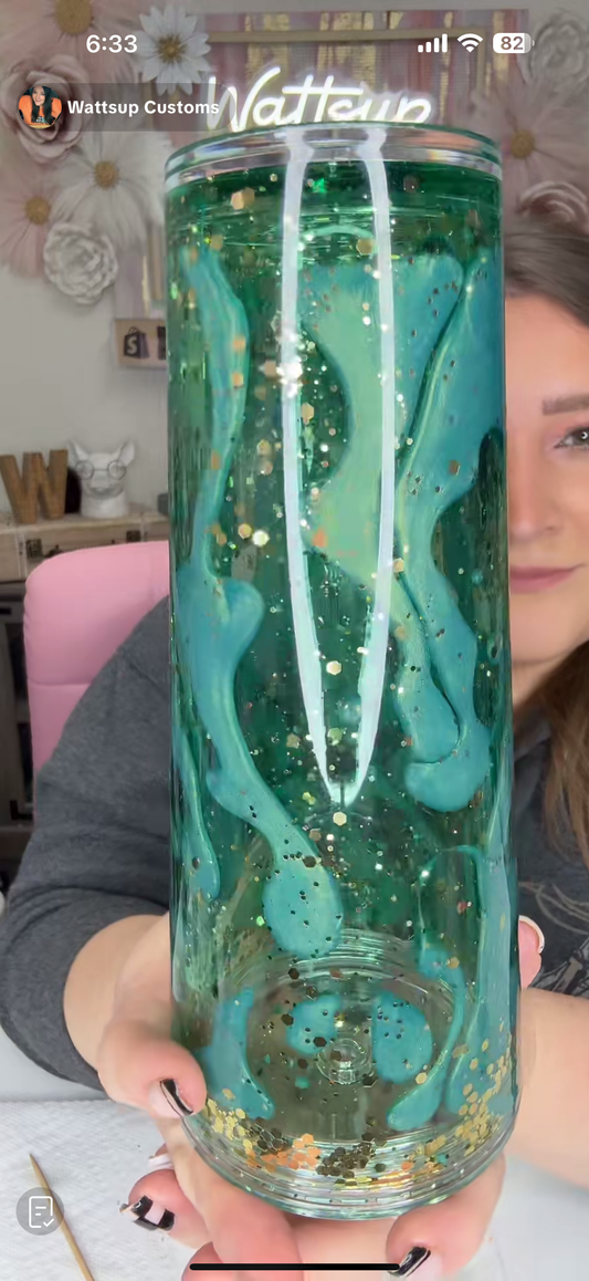 24oz Acrylic Dual Drip Teal and gold