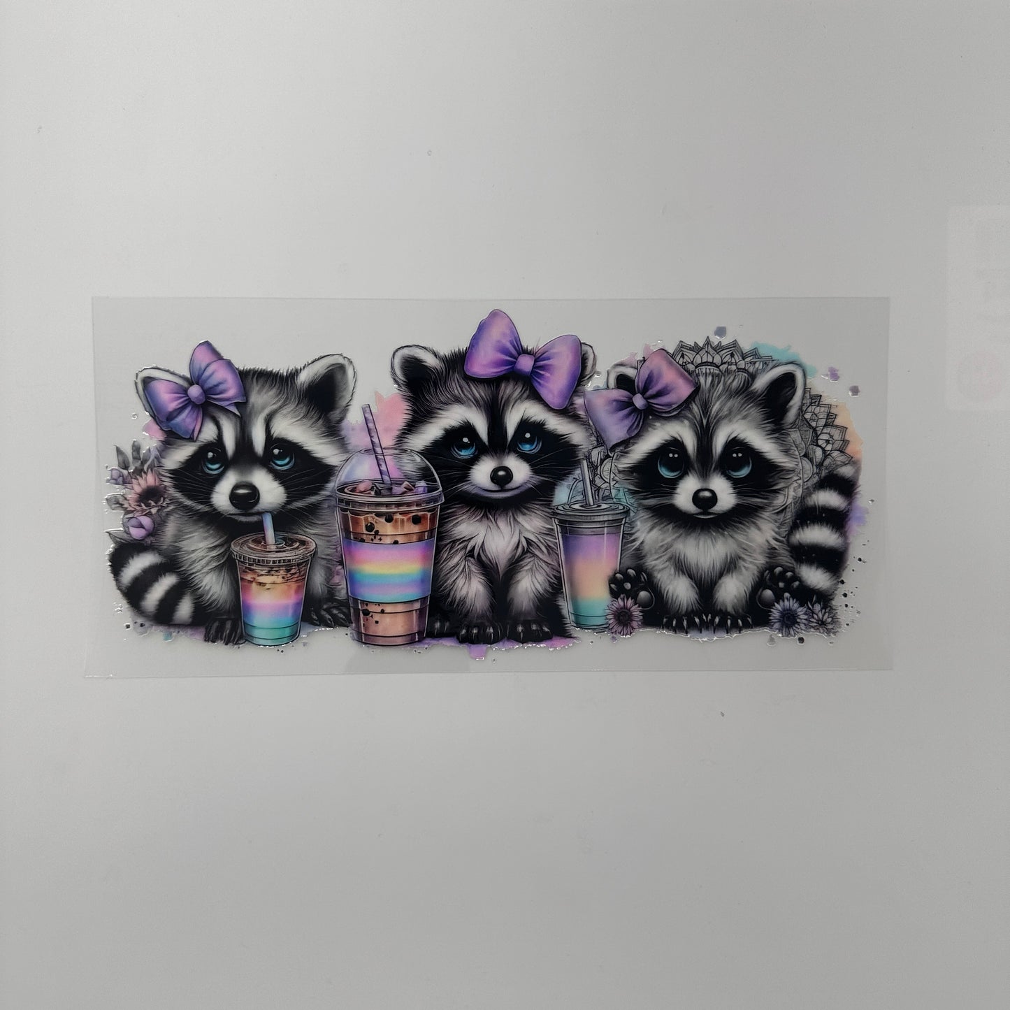 Racoon purple bow trio