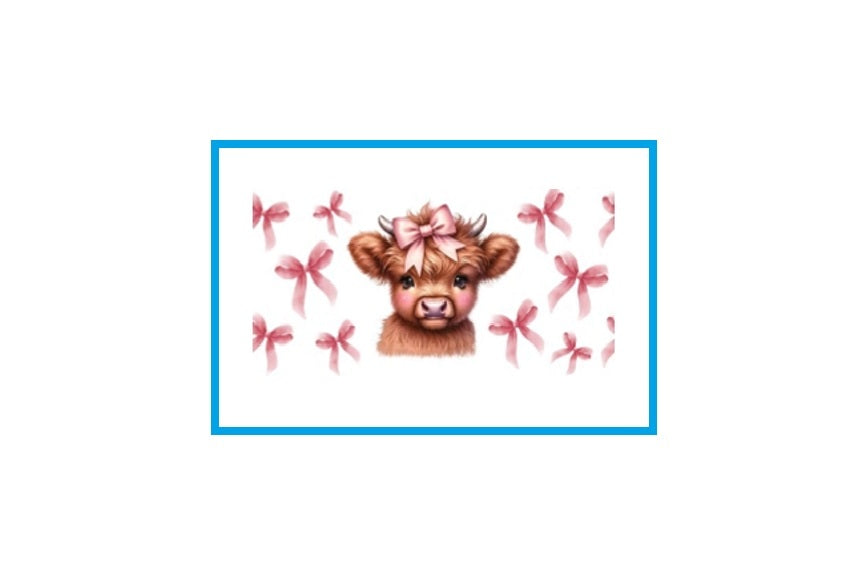 Highland Cow Pink Bows - Wattsupcustoms