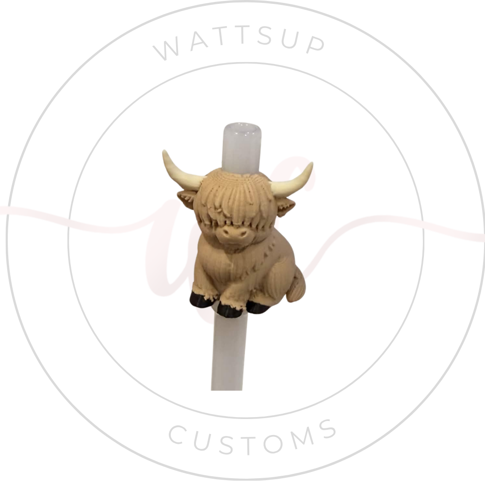 Highland Cow Straw Charm