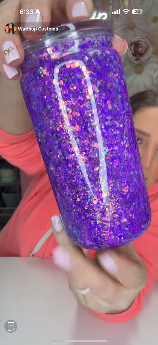 16oz Acrylic Slow Flow Ethereal Purple Glow Snow Globe