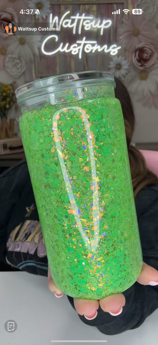 16oz Acrylic Slow Flow Sour Apple and Martian Glow Snow Globe