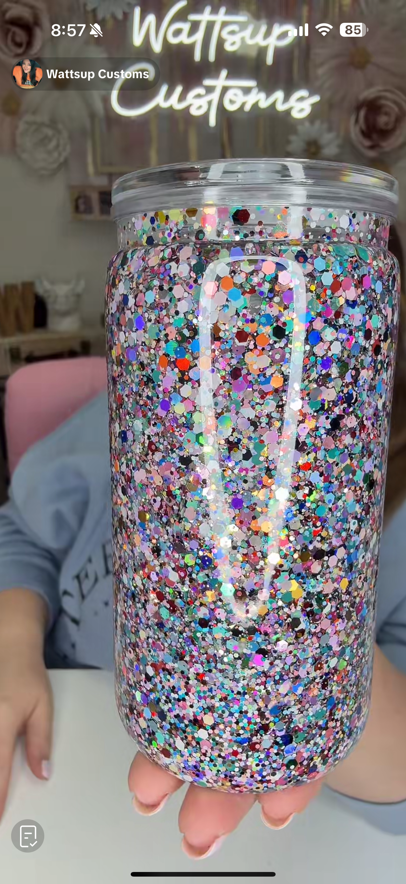 16oz Acrylic Slow Flow Glitter Litter Glow Snow Globe