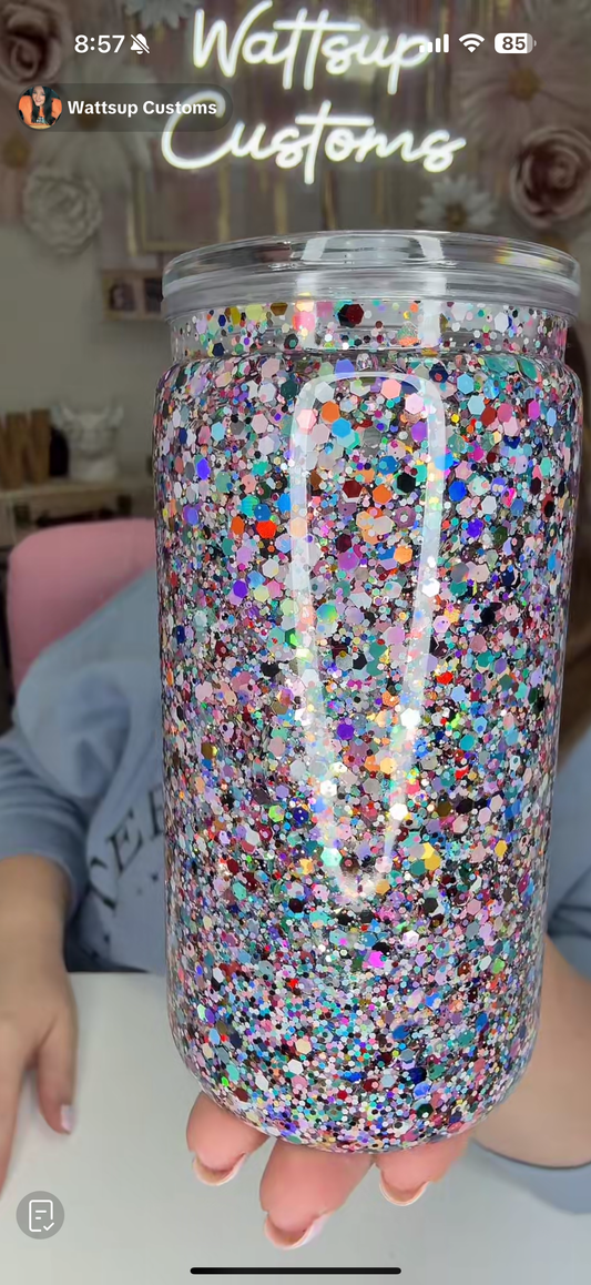 16oz Acrylic Slow Flow Glitter Litter Glow Snow Globe