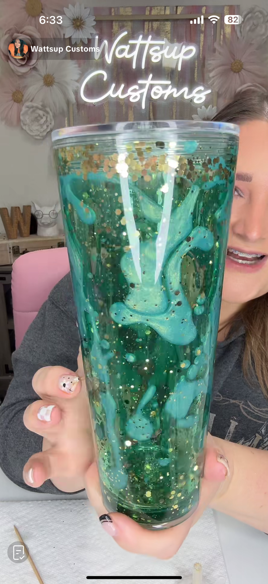 24oz Acrylic Dual Drip Teal and gold