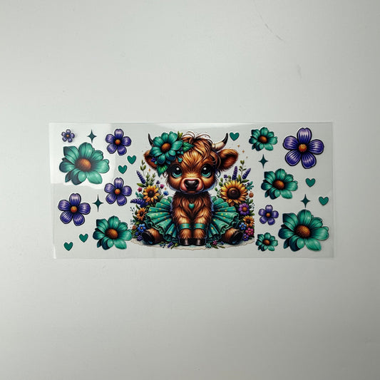 Calf with Teal Flowers