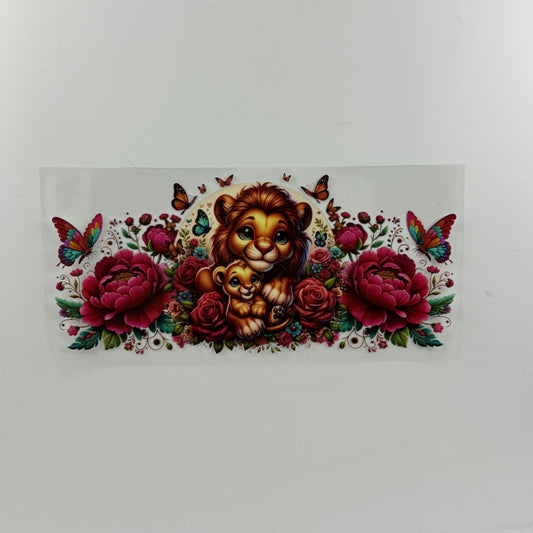 Lion with Cub and Roses
