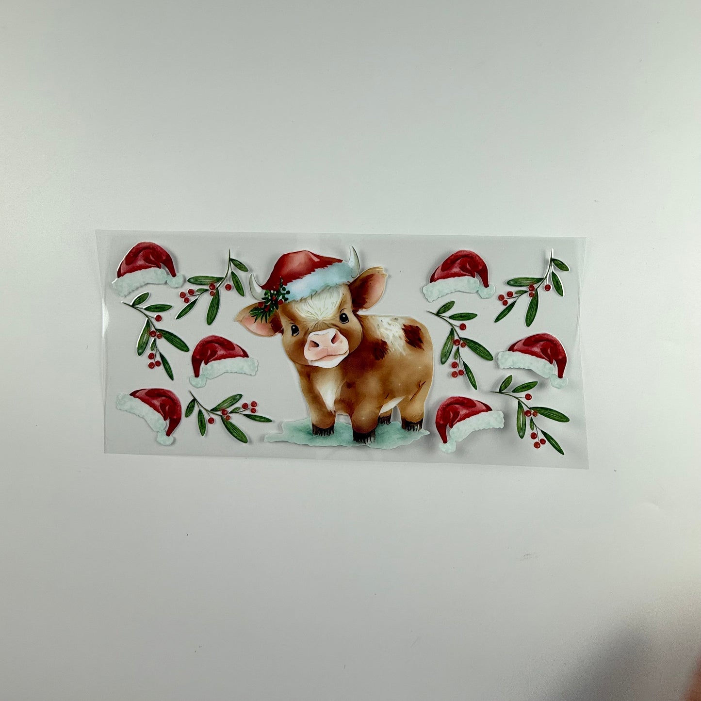 Christmas Calf with Santa Hat